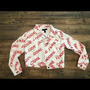 Denim Jacket -White/Red
